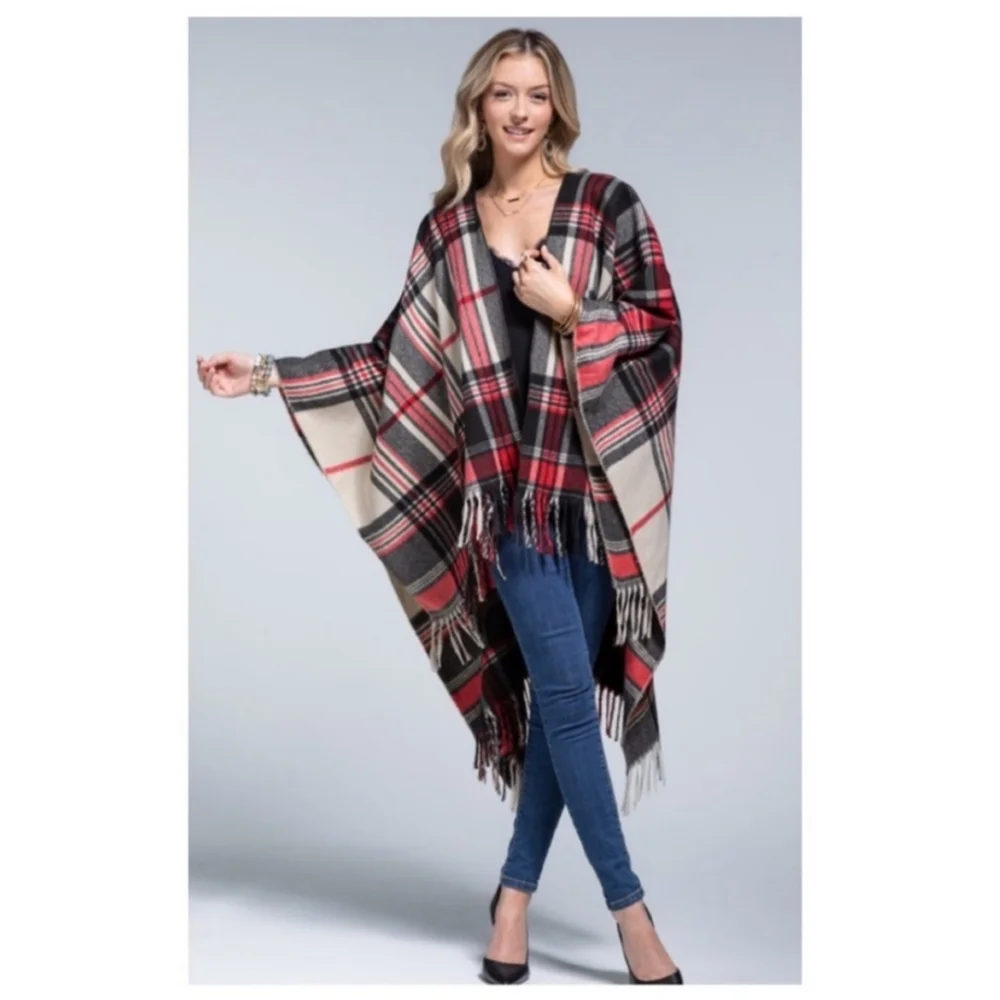 Host pick!! π₯³ Scarlet A Girl Thing Ruana Cardigan Drape Poncho Shawl - Picture 2 of 6